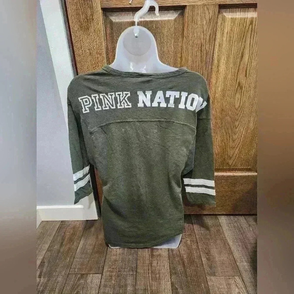 Pink Victoria's Secret “Pink Nation” 3/4 Sleeve T-Shirt Top - Size Small - Picture 3 of 5